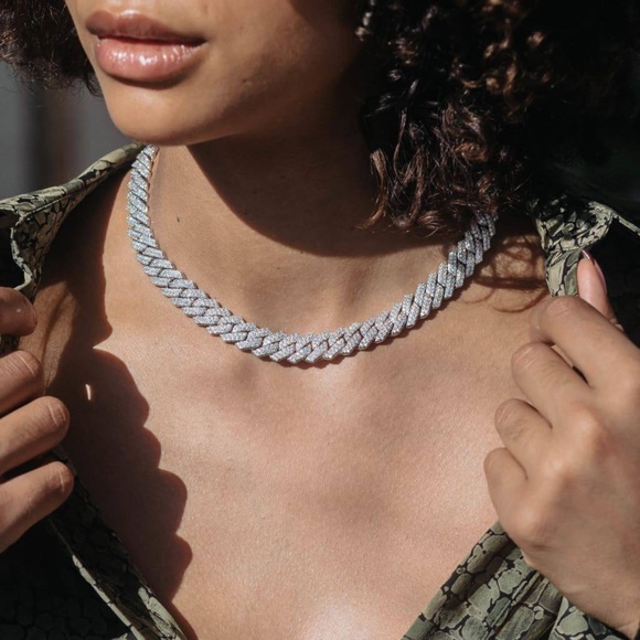 CERNUCCI • 14mm White Gold Baguette Cuban Necklace - Picture 2 of 9